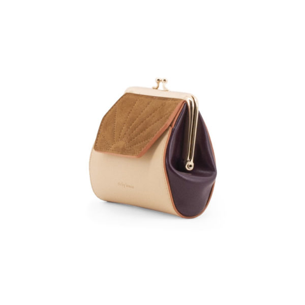 Porte-monnaie argile beige + raisin violet